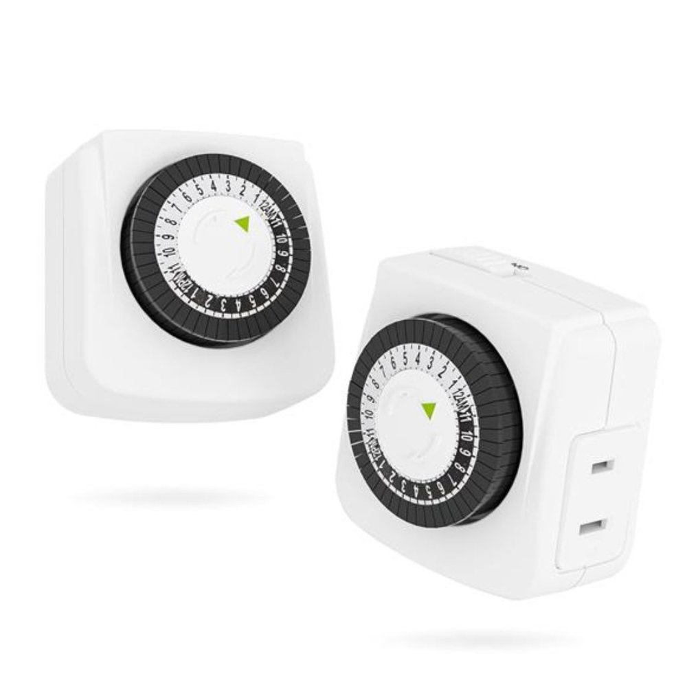 Indoor Timers Plug Mechanical 2 Prong 24-Hour Mini Lamp Timers 2 Pack